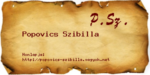 Popovics Szibilla névjegykártya